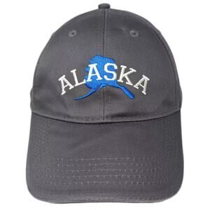ACE USA Alaska Map Embroidered Baseball Cap Gray Blue One Size Strapback Hat
